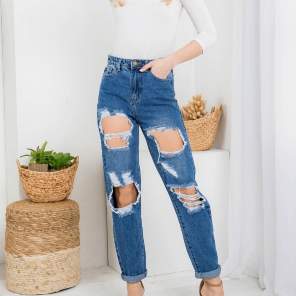 Distressed Denim Jeans